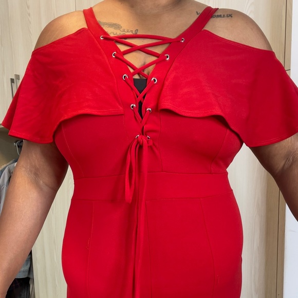 Red Ruffle Romper - Picture 2 of 5